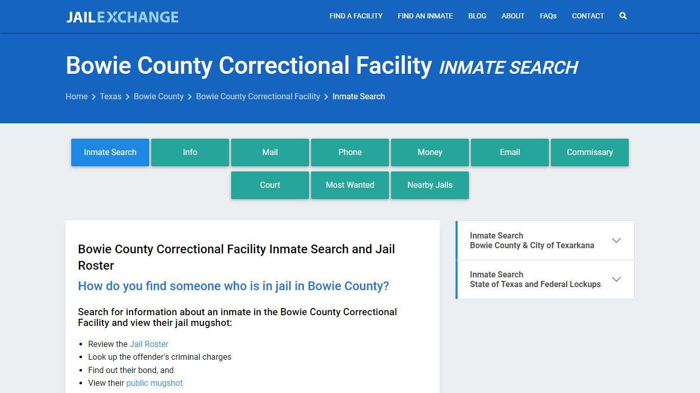 Bowie County Correctional Facility Inmate Search - Jail Exchange